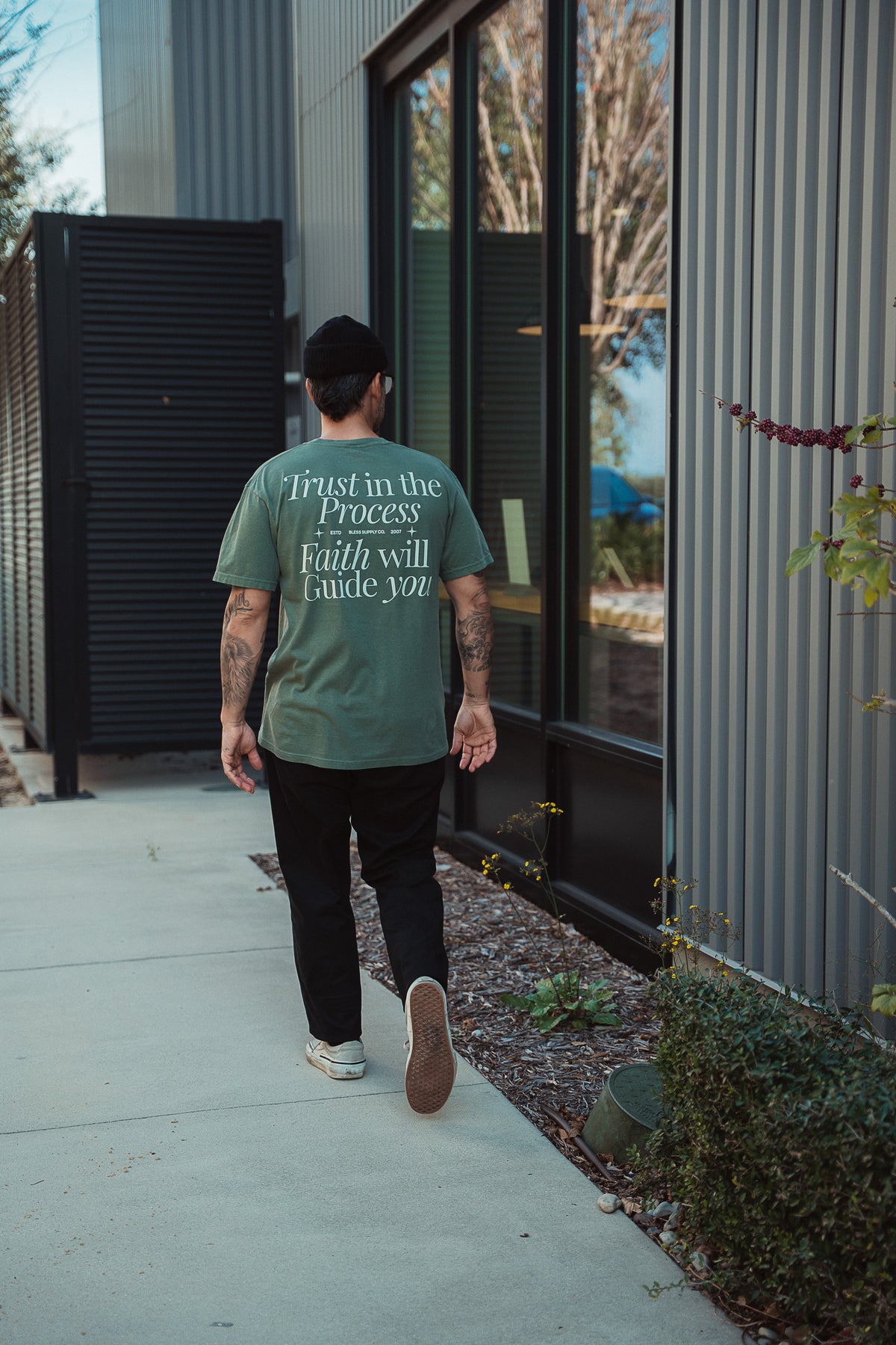 Washed Trust the Process Green Tee back