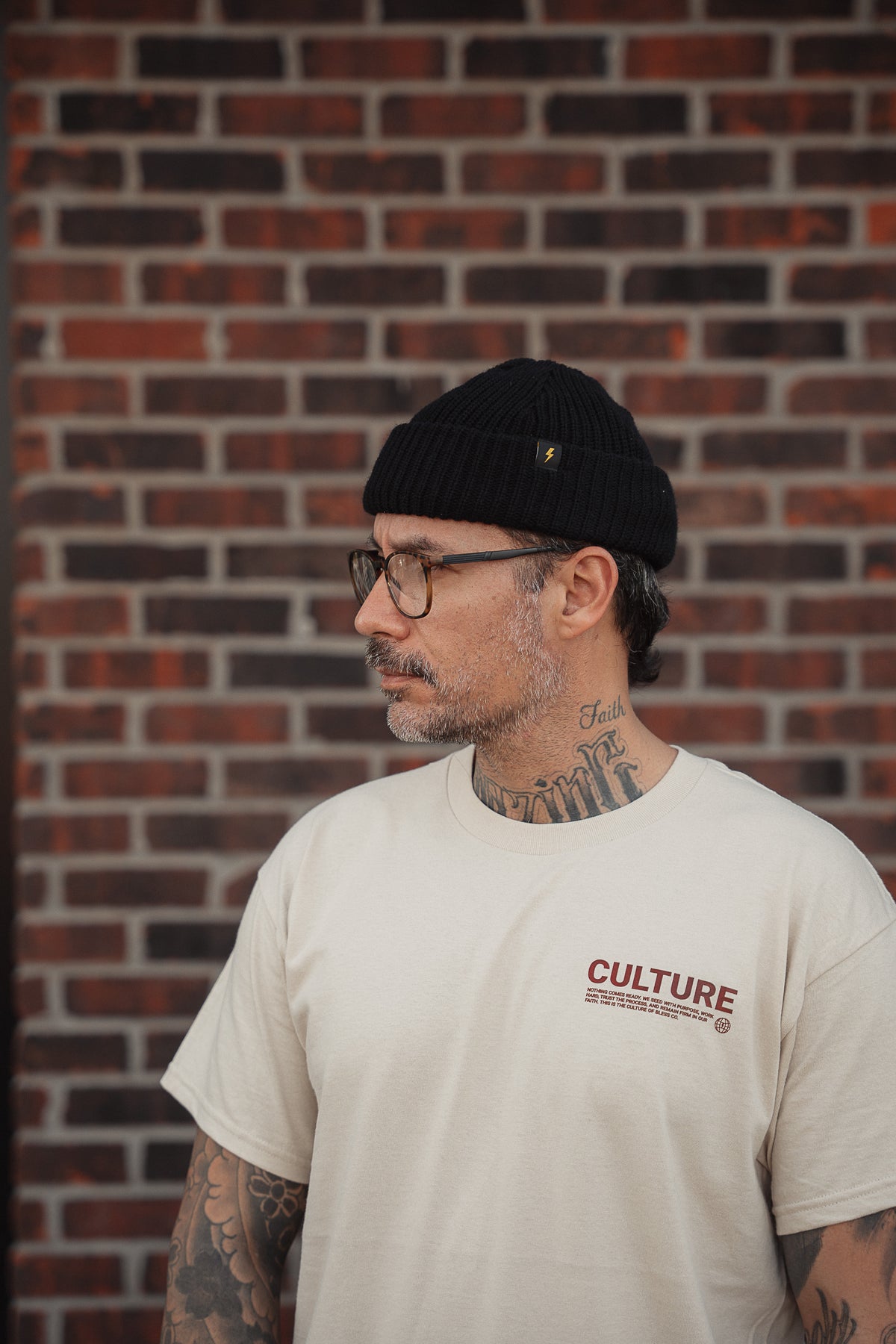 Culture Beige Tee detail