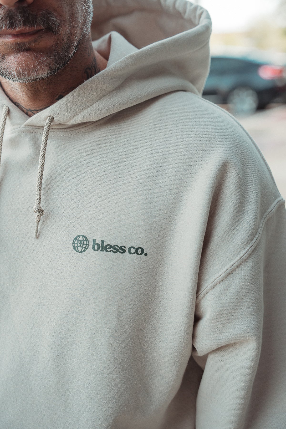 Good Monday Coffee Club Beige Hoodie detail