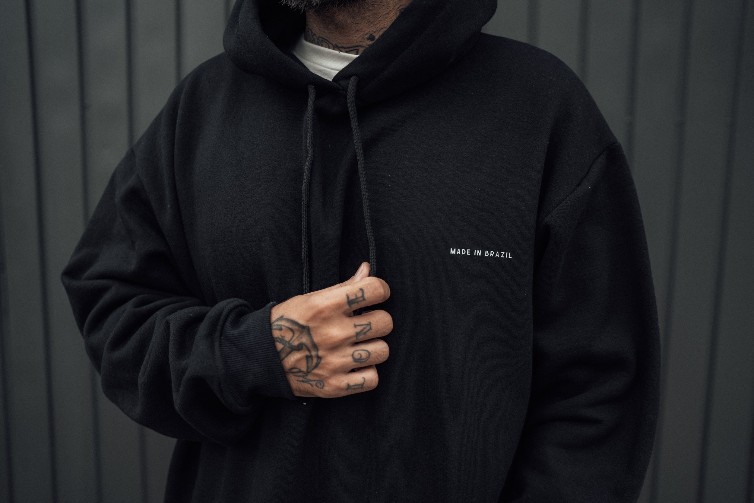 Born & Raised Black Hoodie detail