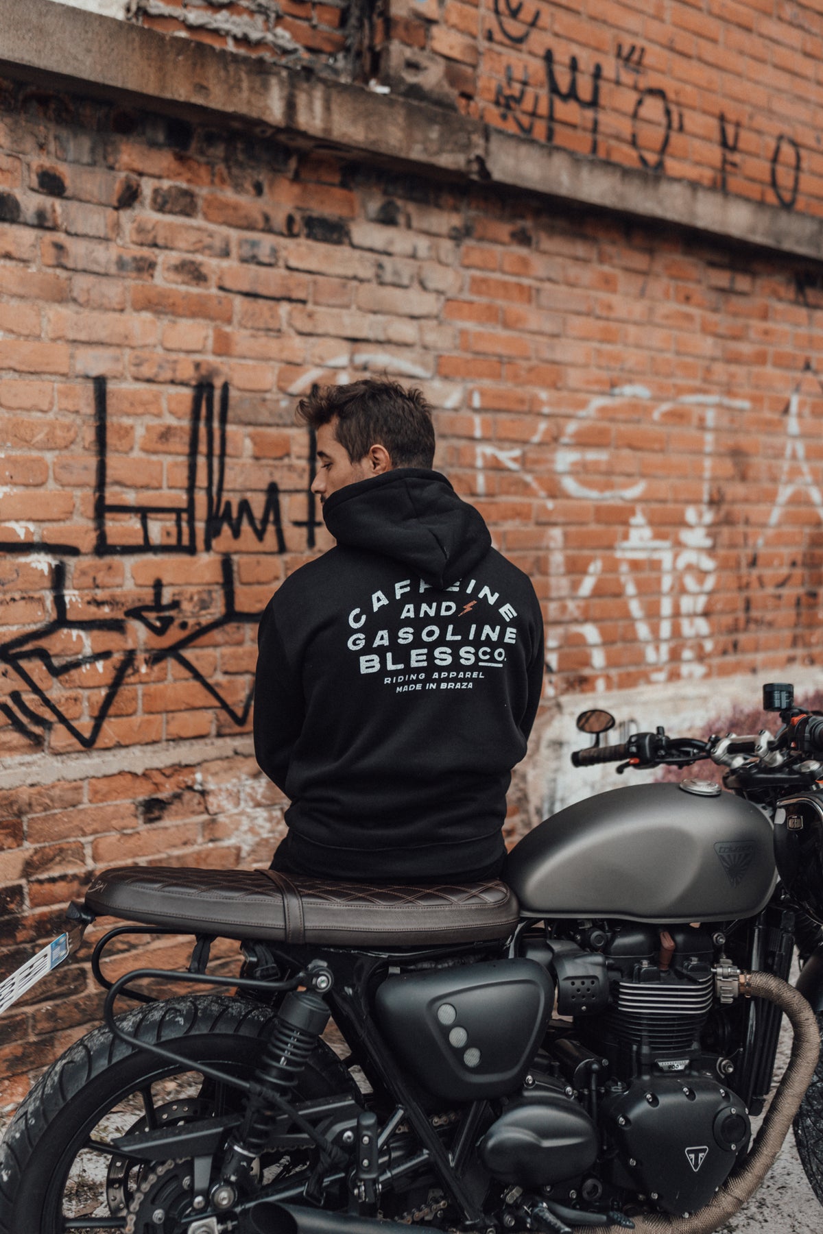 Caffeine & Gasoline Black Hoodie back