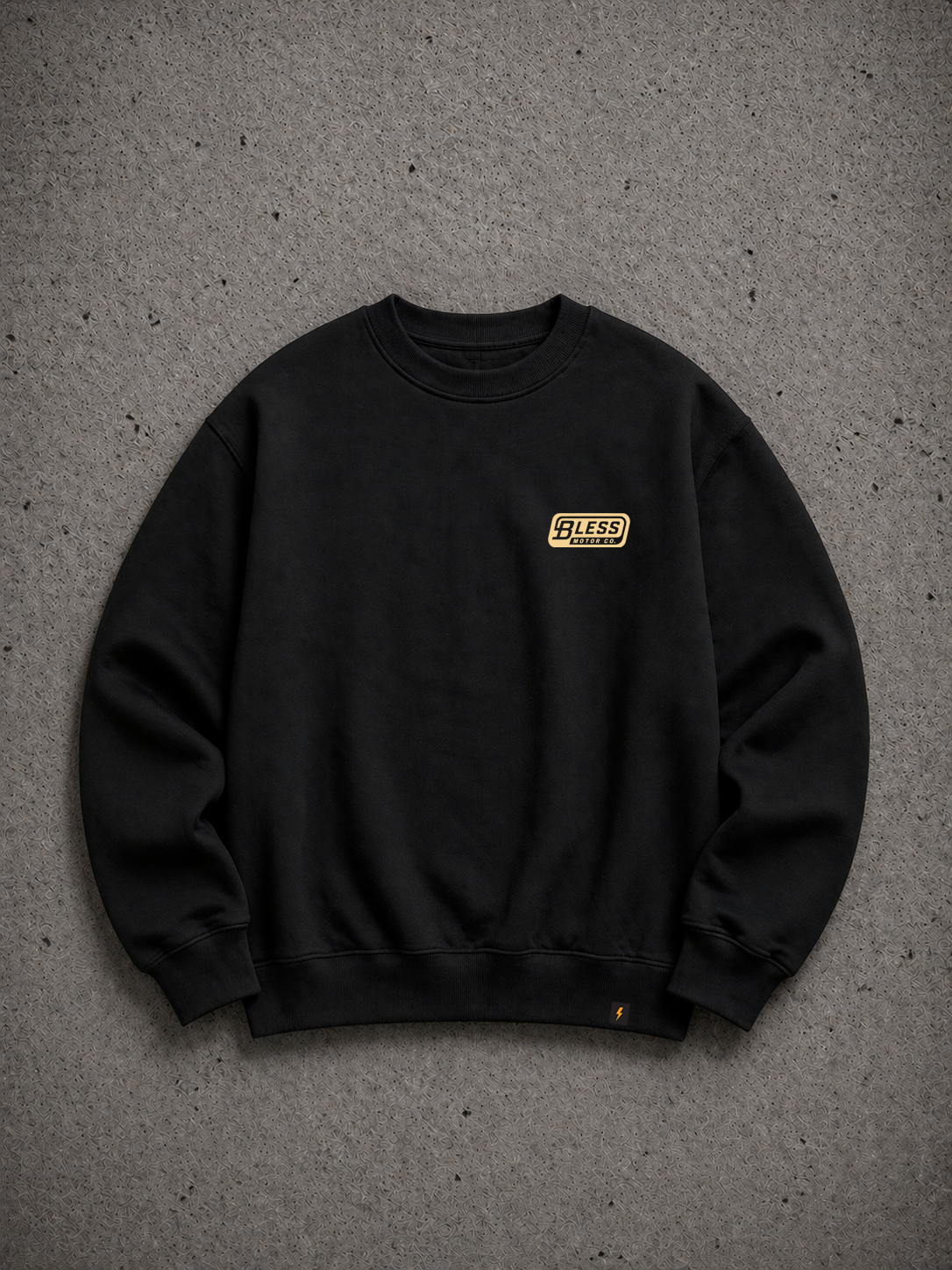 Bless Motor Co. Crewneck Sweatshirt Black Yellow front