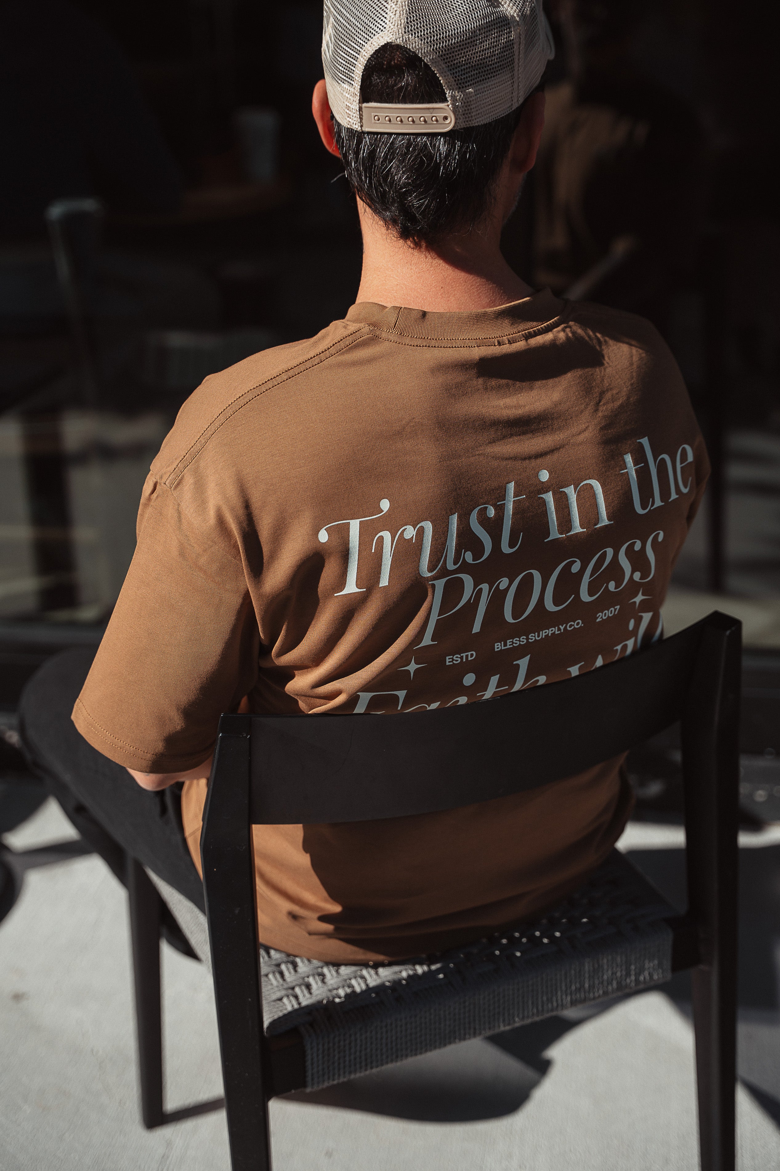 Trust the Process Brown Oversized Tee back