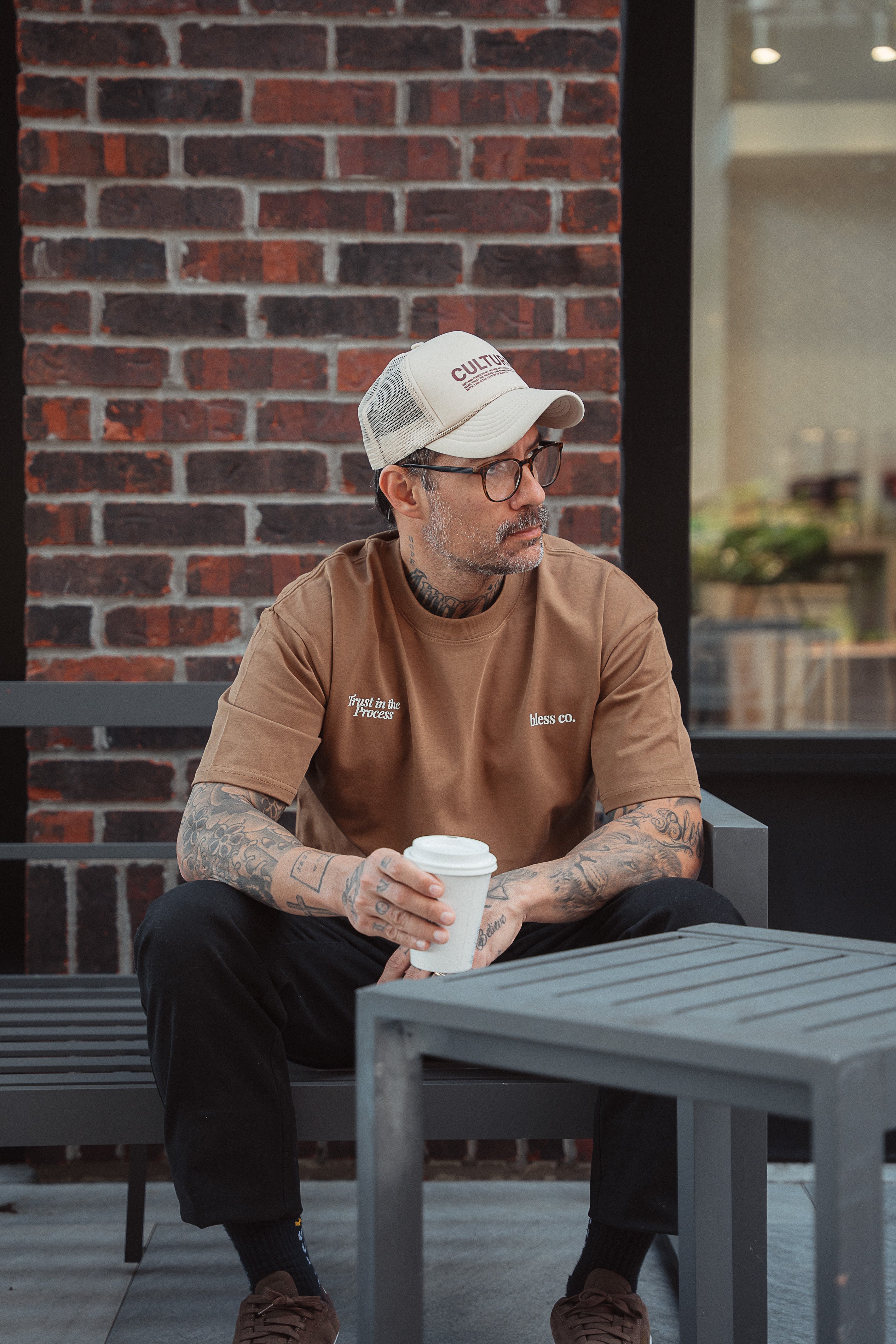 Trust the Process Brown Oversized Tee front