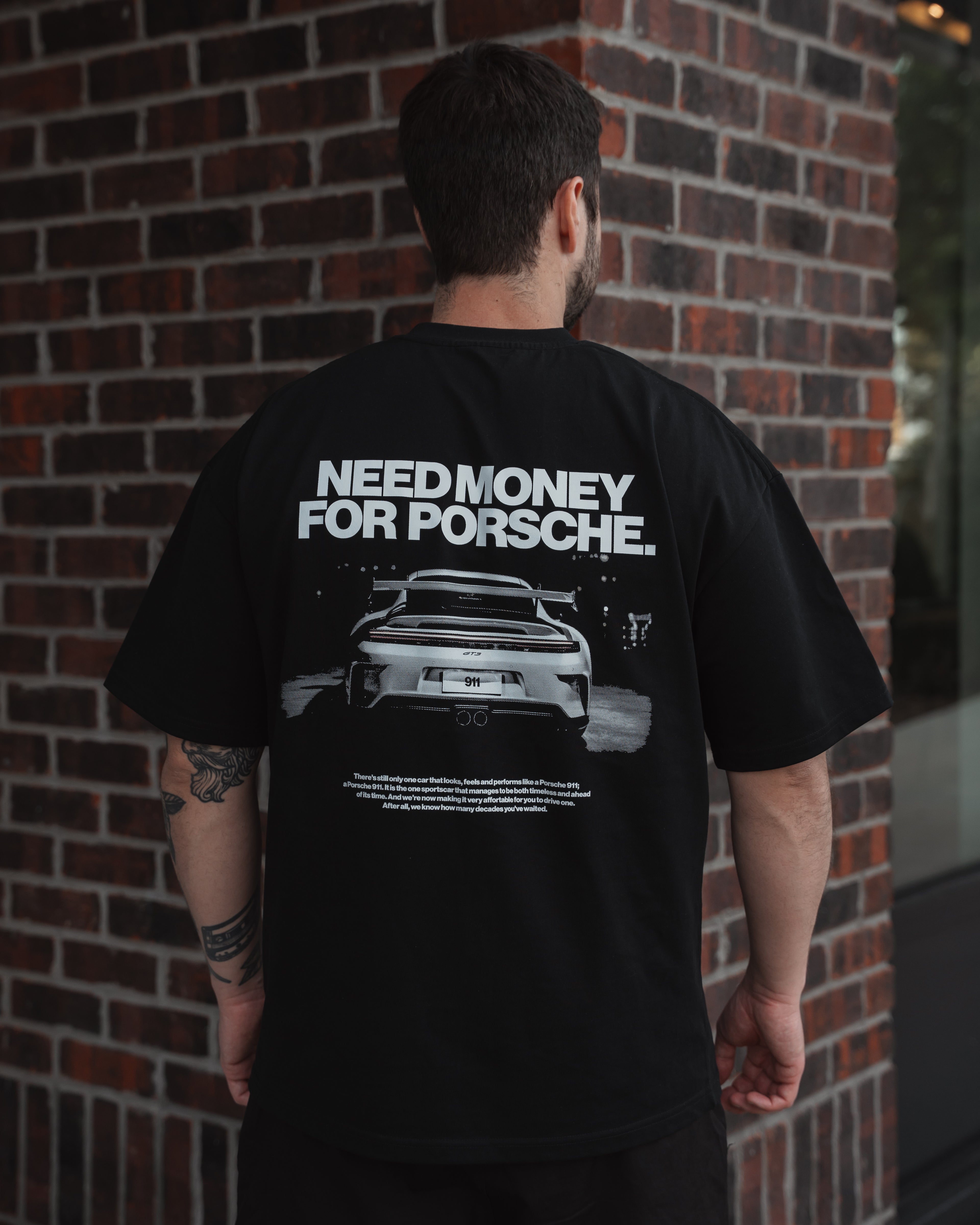 Need Money for Porsche Black Oversized Tee lifestyle