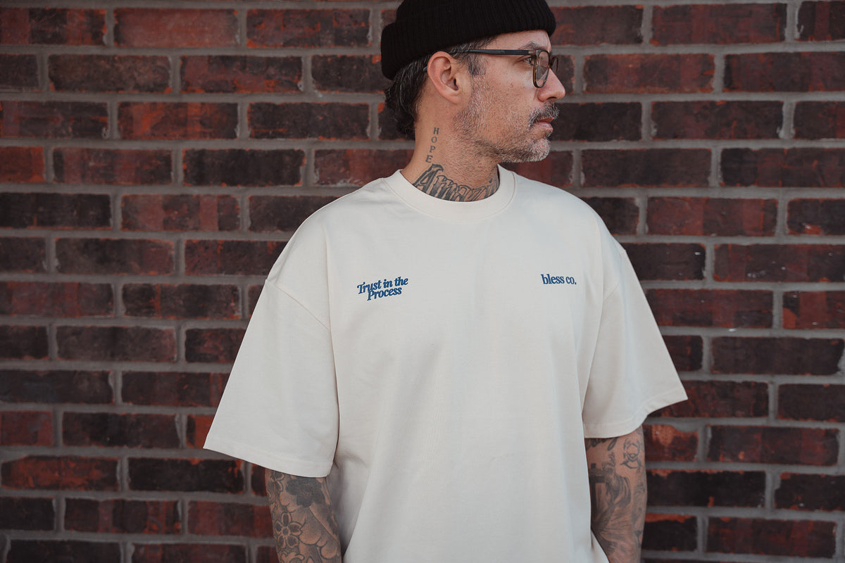 Trust the Process Beige Oversized Tee front