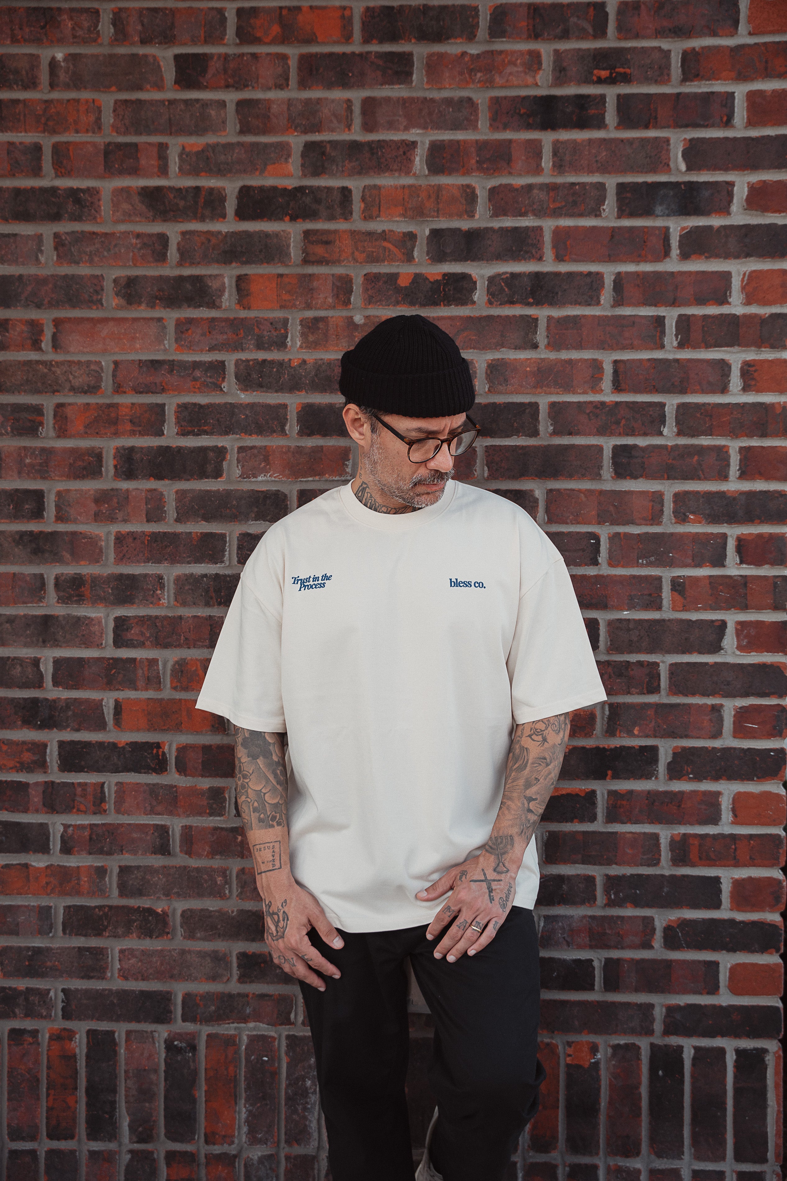 Trust the Process Beige Oversized Tee lifestyle