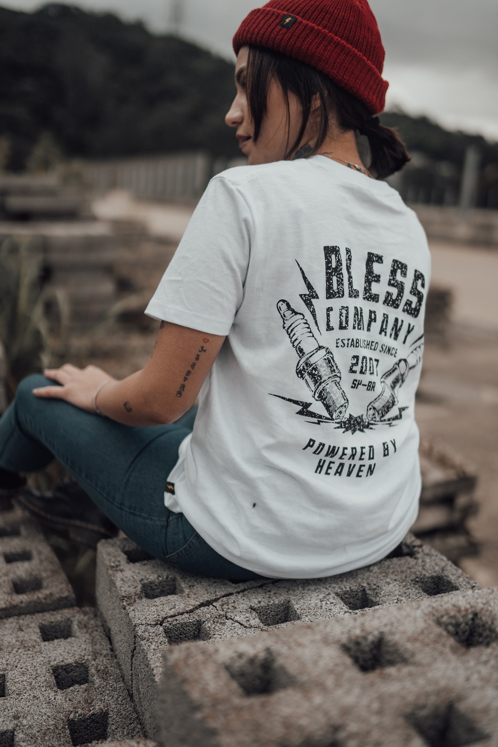 Bless Gasoline Powered Tee - White back