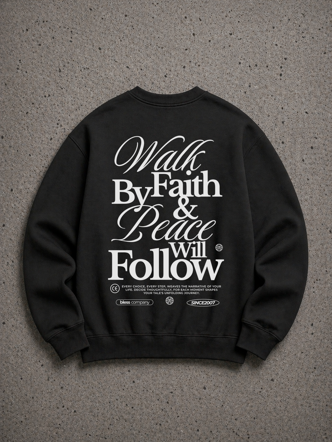 Bless Walk by Faith Crewneck Sweatshirt Black back
