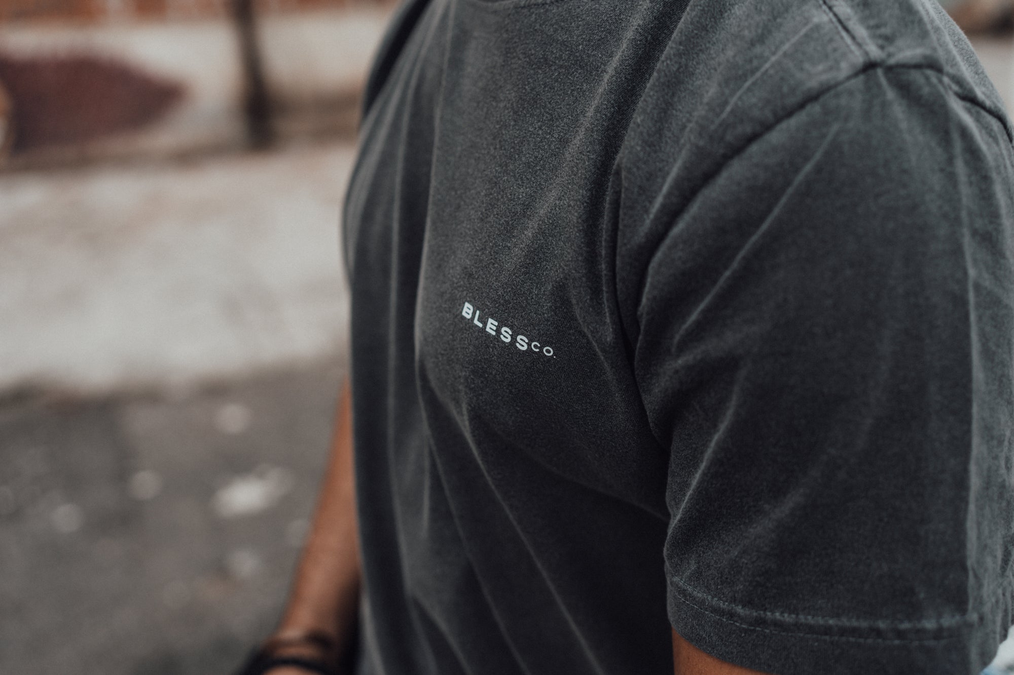 Washed Caffeine Charcoal Tee front