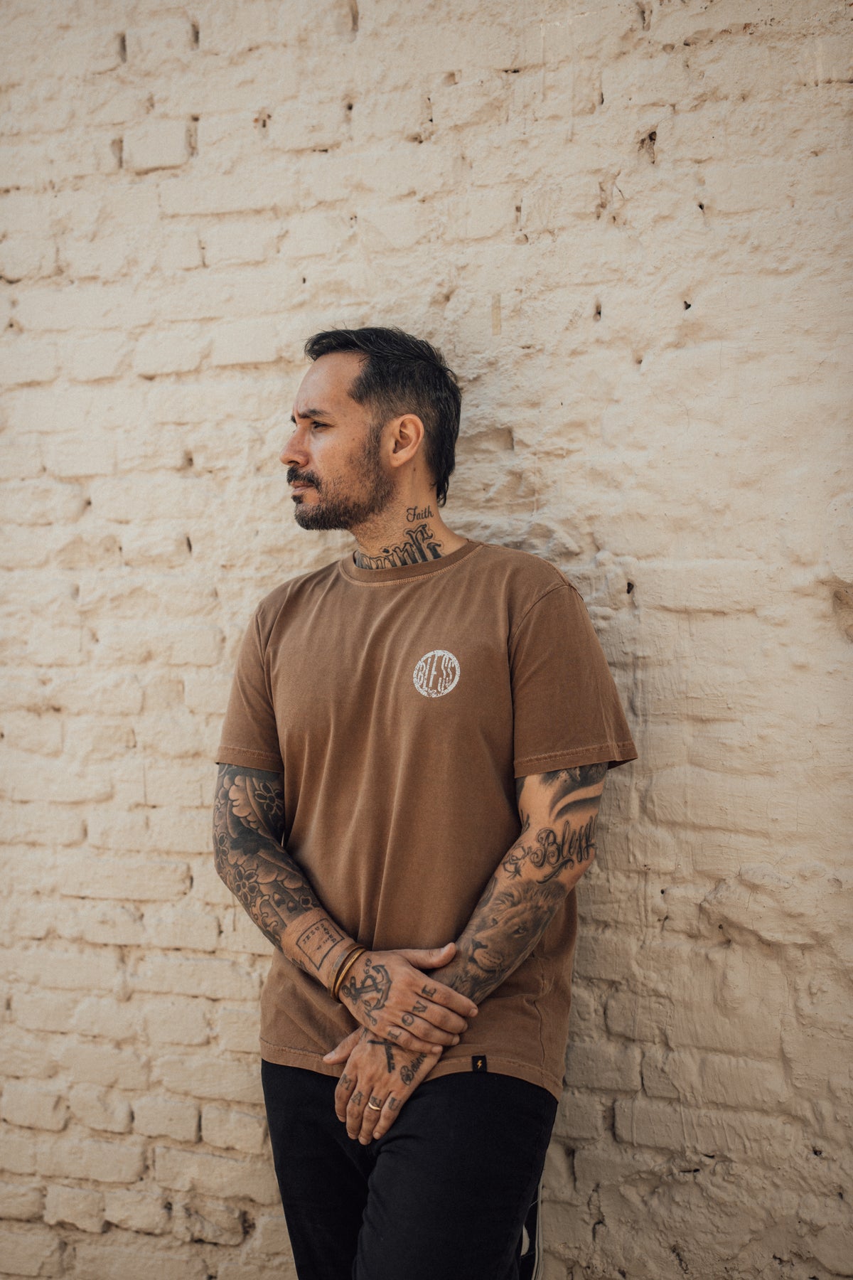 Washed Fuel Your Lifestyle Brown Tee front