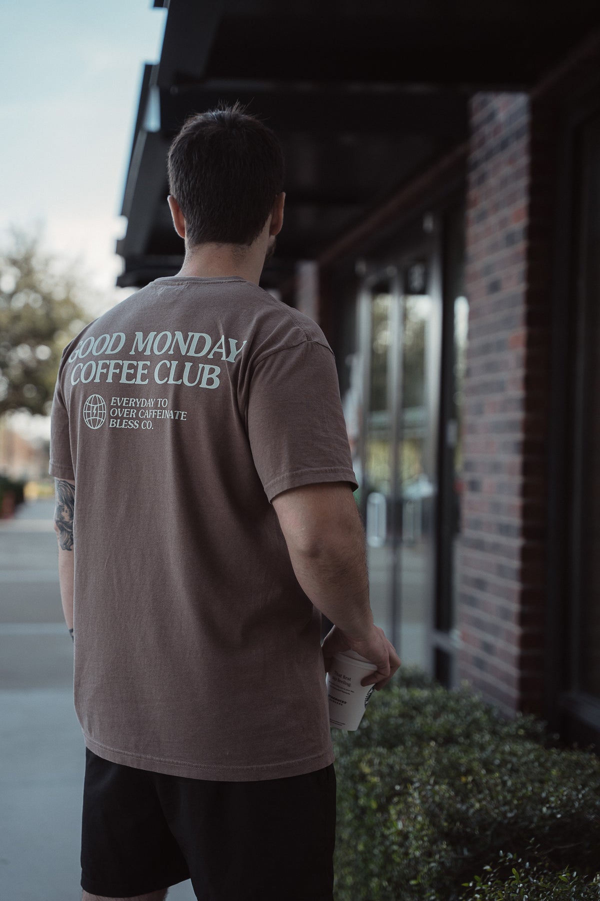 Washed Good Monday Coffee Club Brown Tee back