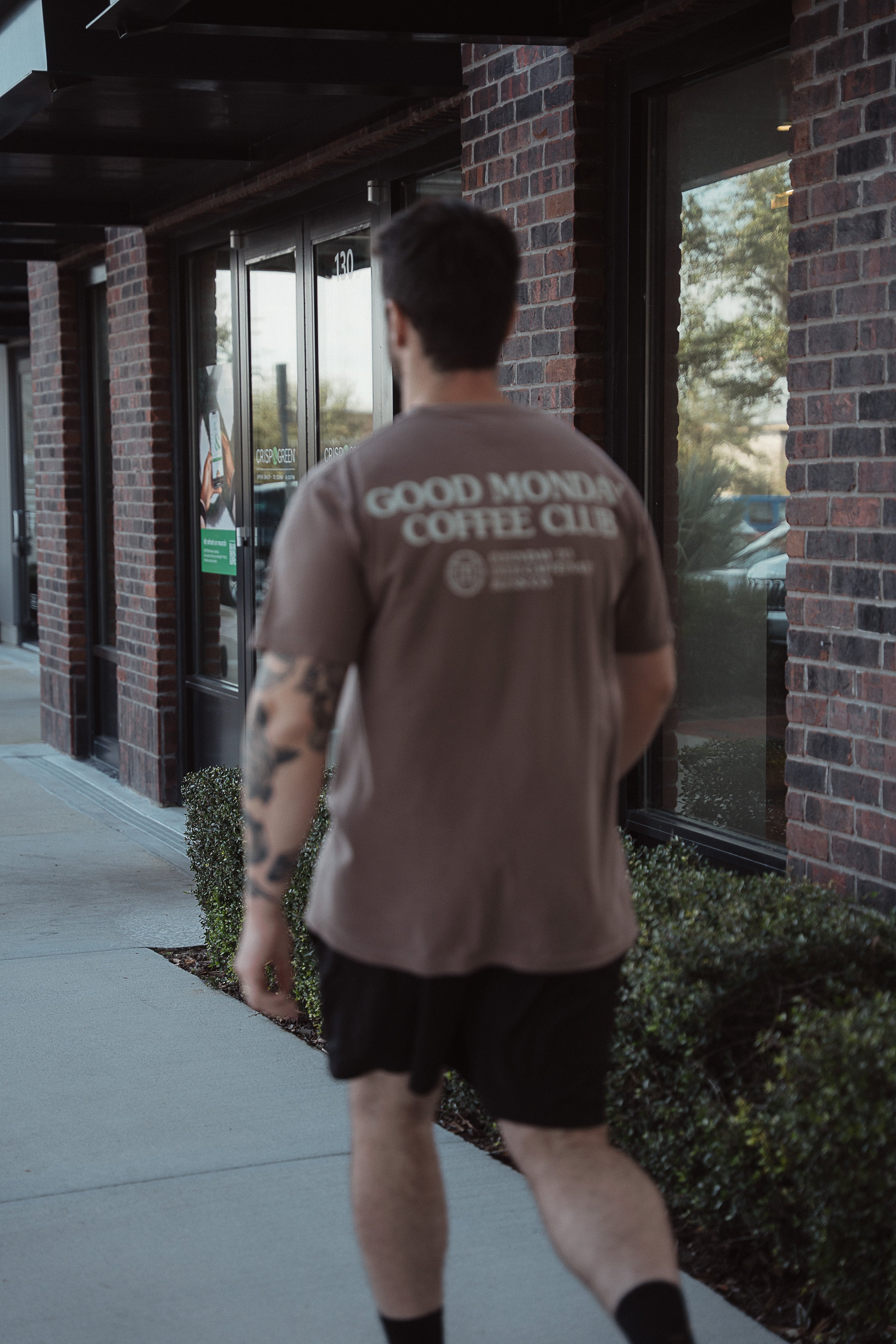 Washed Good Monday Coffee Club Brown Tee lifestyle