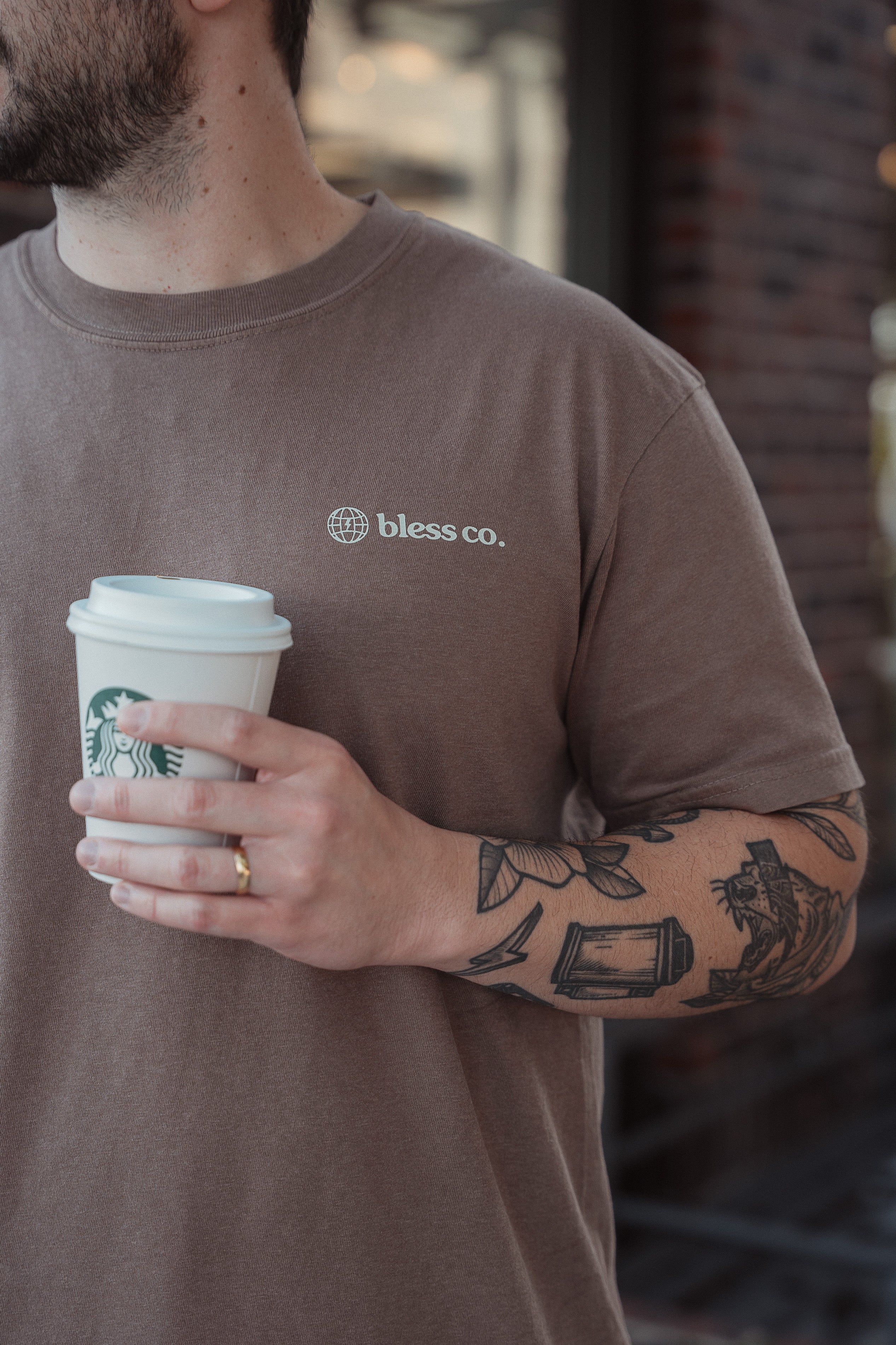 Washed Good Monday Coffee Club Brown Tee front