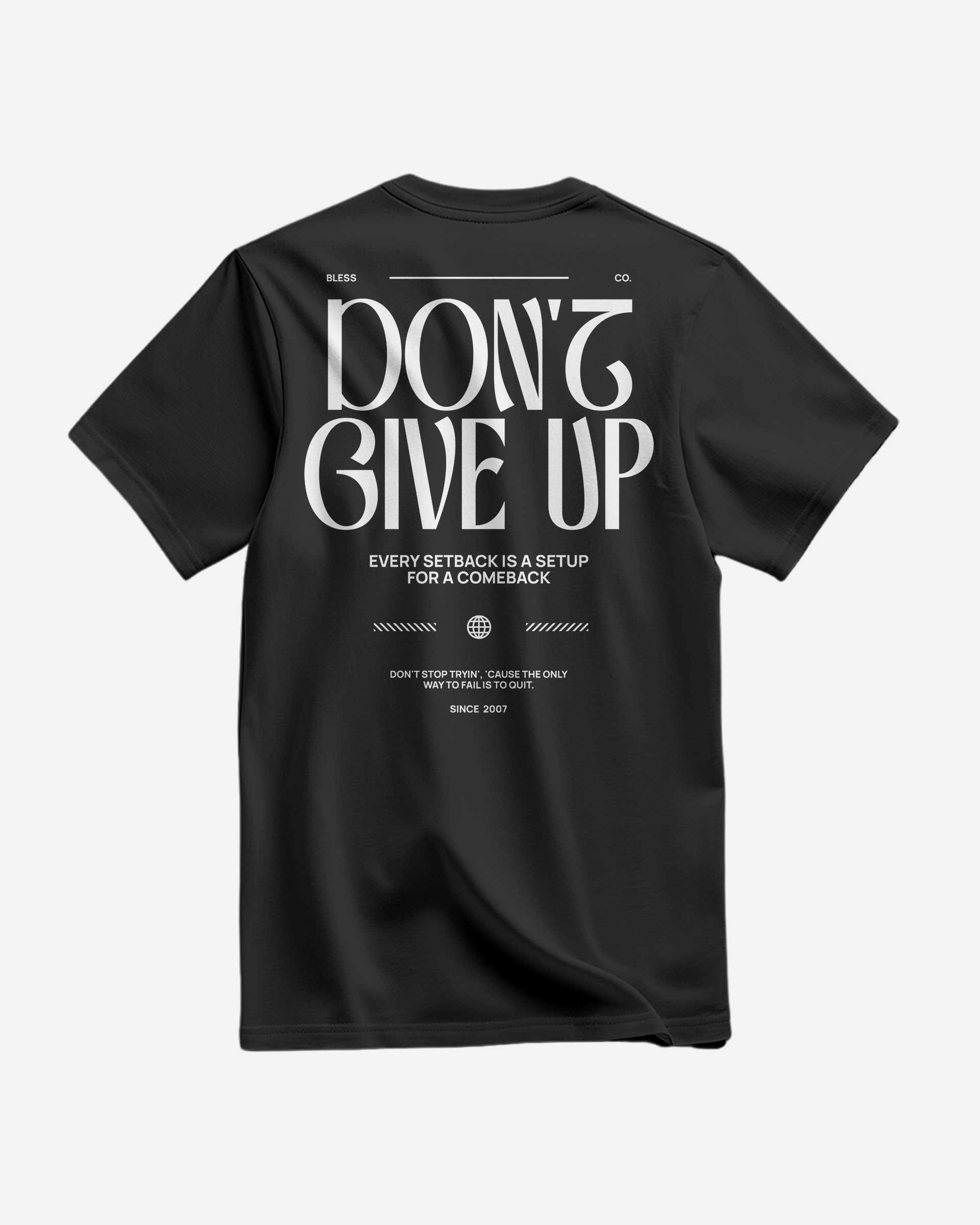 Don't Give Up Black Tee front
