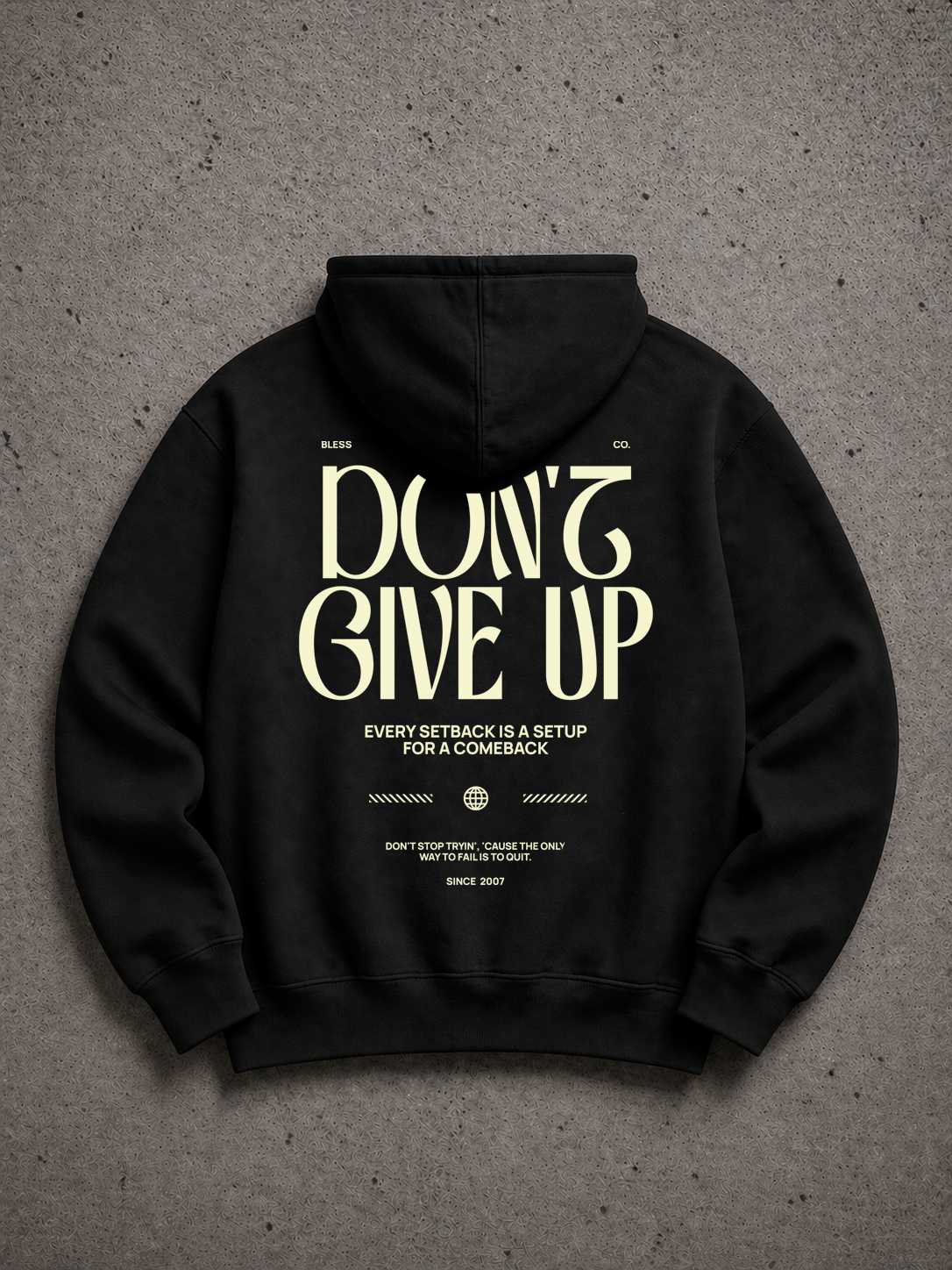 Don't Give Up Black Hoodie back