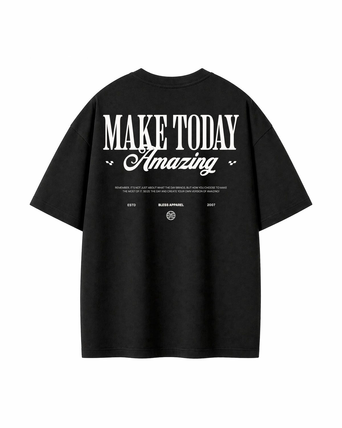 Make Today Black Oversized Tee back