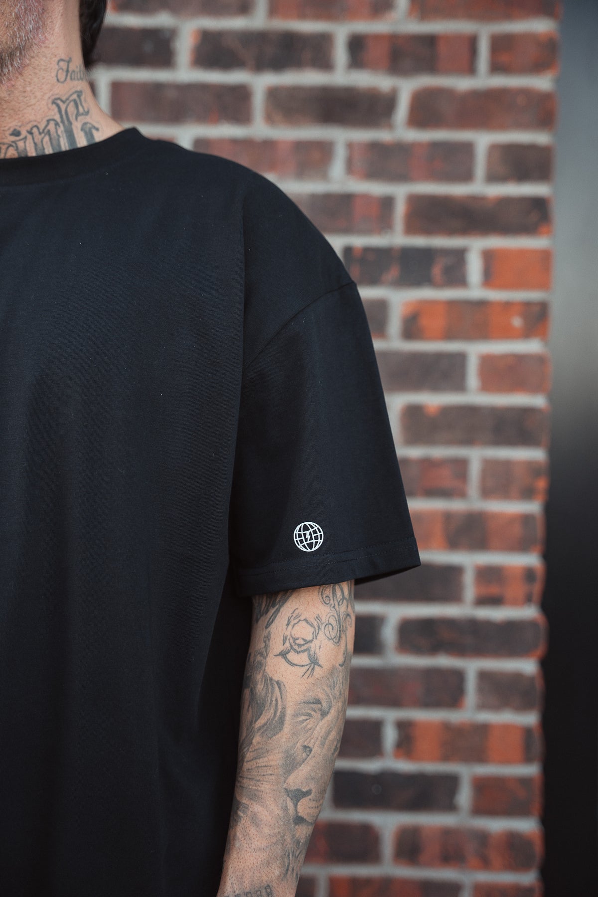 Walk by Faith Black Oversized Tee sleeve detail