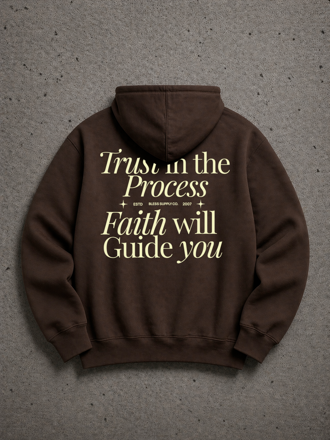 Trust the Process Brown Hoodie back