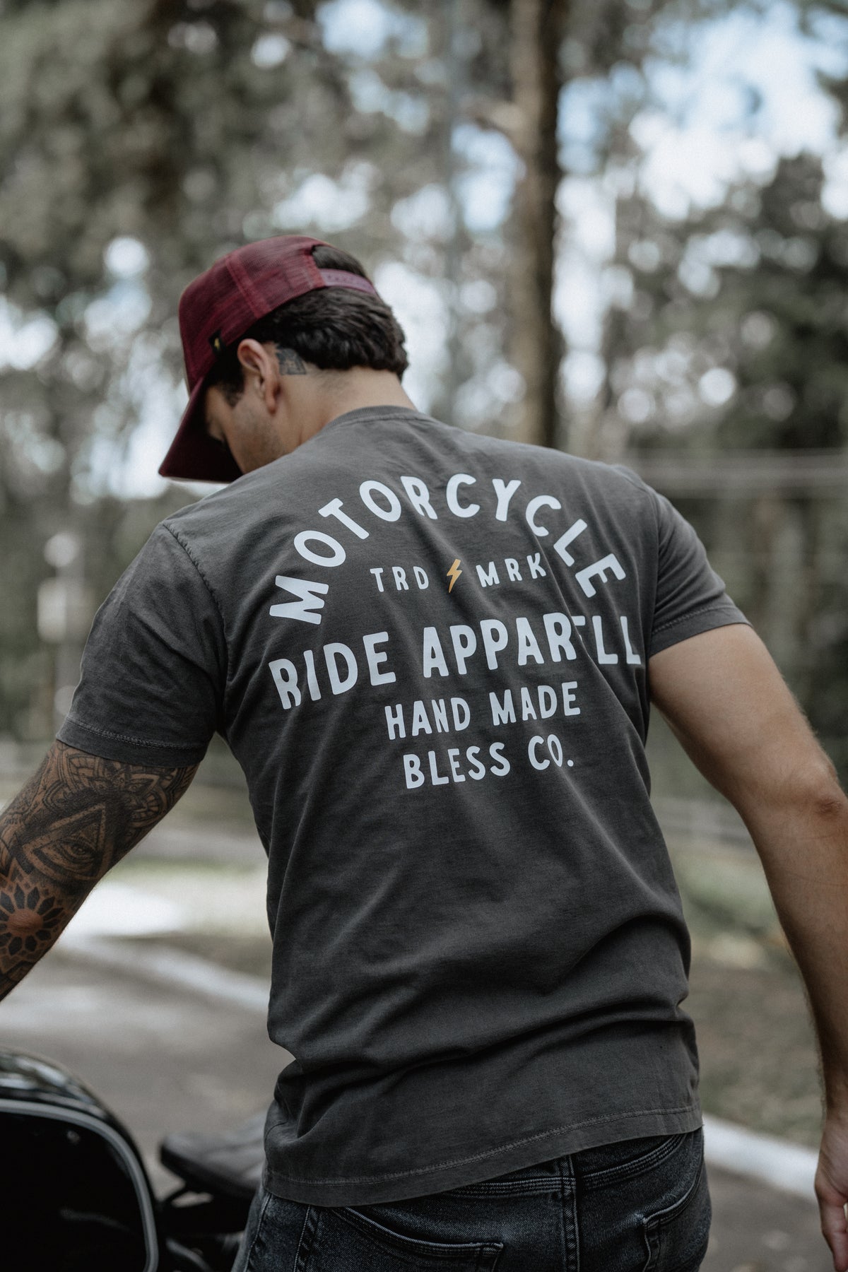 Washed Ride Apparel Charcoal Tee back
