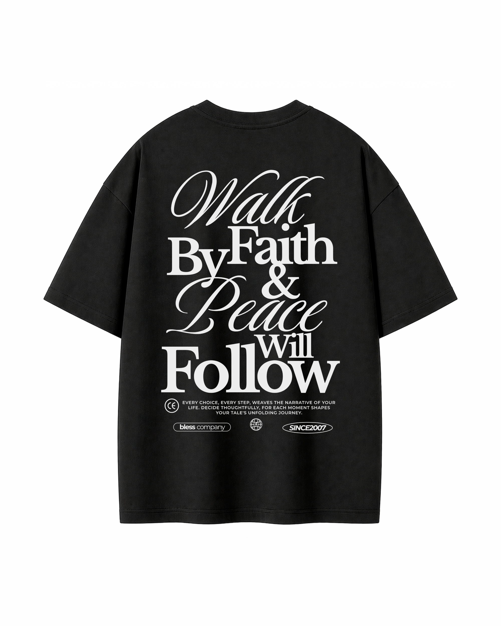 Walk by Faith Black Oversized Tee back
