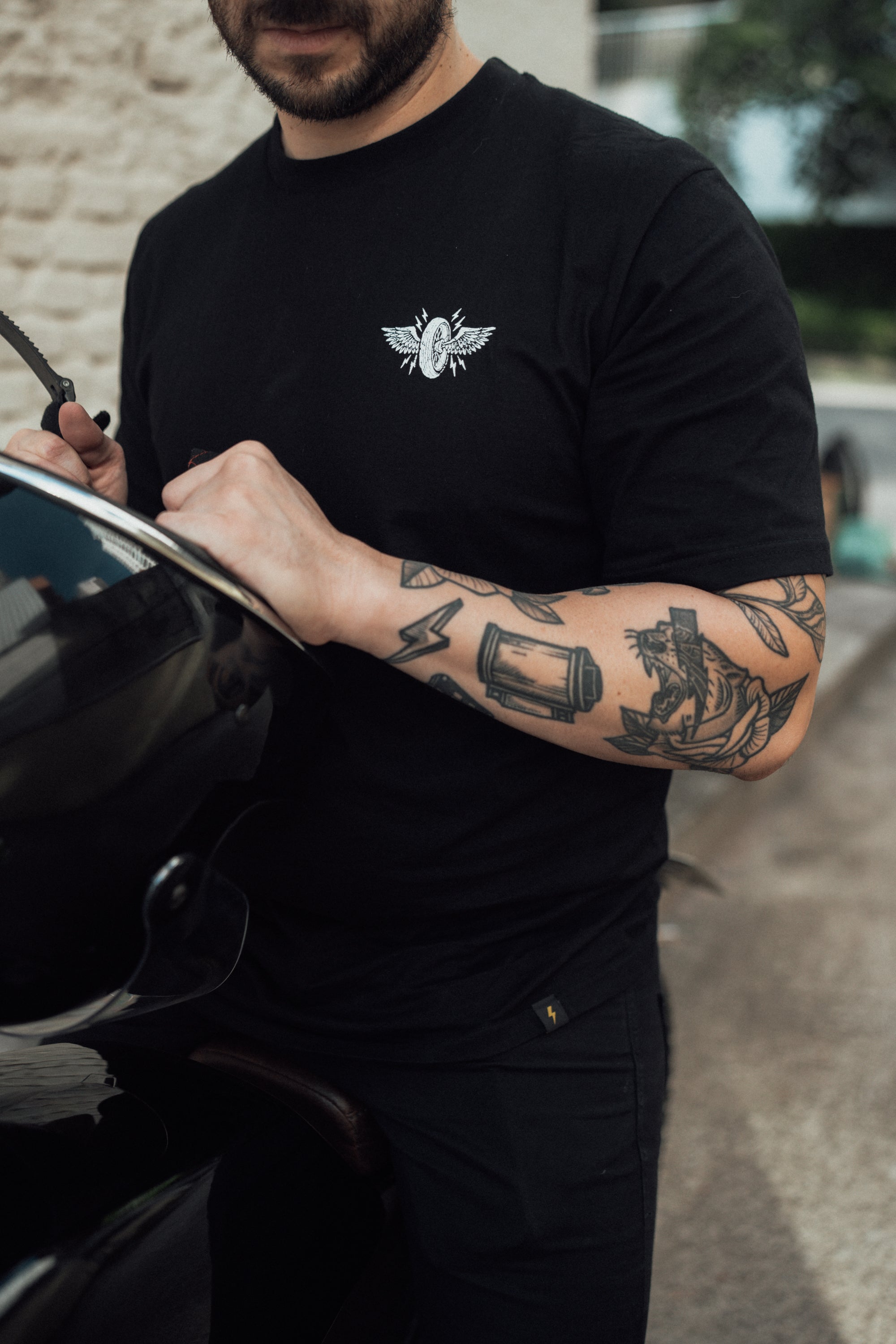 Bless Gasoline Wings Tee - Black front detail